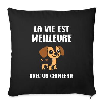 Chiweenie - Housse de coussin décorative 45 x 45 cm - noir - Devant
