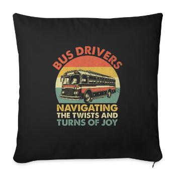 Bus Drivers The Twists And Turns Of Joy School Bus - Sofa pillowcase 17,3'' x 17,3'' (45 x 45 cm) - black - Front