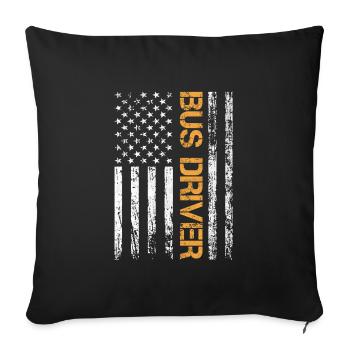 American Flag Bus Driver Patriot School Bus - Sofa pillowcase 17,3'' x 17,3'' (45 x 45 cm) - black - Front
