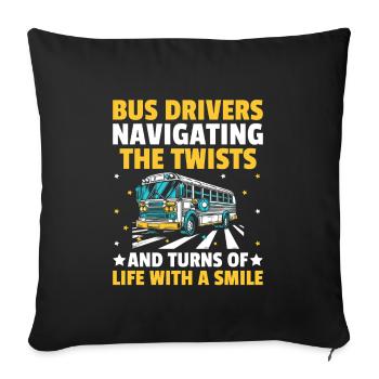 Busfahrer, die durch die Kurven und Kurven des - Sofakissenbezug 45 x 45 cm - Schwarz - Vorne