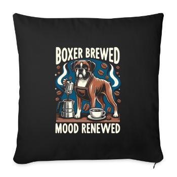 Boxer Brewed Mood Renewed Caffeine Lover Dog - Sofa pillowcase 17,3'' x 17,3'' (45 x 45 cm) - black - Front