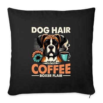 Poils De Chien Et Café Boxer Flair Amateur De Caféine - Housse de coussin décorative 45 x 45 cm - noir - Devant