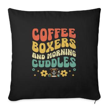 Boxers De Café Et Câlins Matinaux Amateur De Caféine - Housse de coussin décorative 45 x 45 cm - noir - Devant