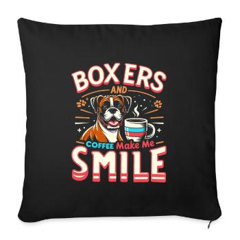 Boxers And Coffee Make Me Smile Caffeine Lover - Sofa pillowcase 17,3'' x 17,3'' (45 x 45 cm) - black - Front