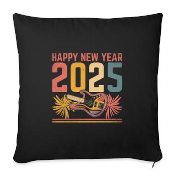 Frohes Neues Jahr 2025 Bassist Bassist Bassist Musiker - Sofakissenbezug 45 x 45 cm - Schwarz - Vorne
