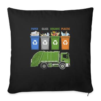 Recycling Trash Garbage Truck Trash Collector - Sofa pillowcase 17,3'' x 17,3'' (45 x 45 cm) - black - Front