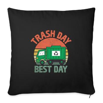 Retro Trash Day Best Day Trash Collector Garbage - Sofa pillowcase 17,3'' x 17,3'' (45 x 45 cm) - black - Front