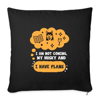 Introvert Husky Sayings For Introverts - Sofa pillowcase 17,3'' x 17,3'' (45 x 45 cm) - black - Front