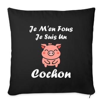 cochon - Housse de coussin décorative 45 x 45 cm - noir - Devant