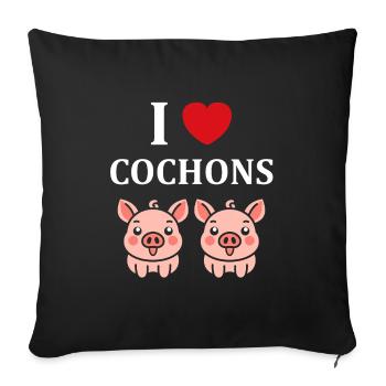 cochon - Housse de coussin décorative 45 x 45 cm - noir - Devant