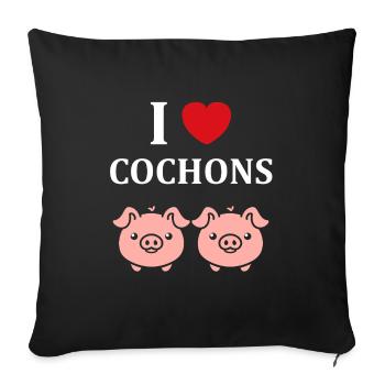 cochon - Housse de coussin décorative 45 x 45 cm - noir - Devant