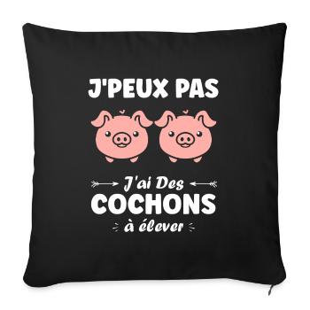 cochon - Housse de coussin décorative 45 x 45 cm - noir - Devant