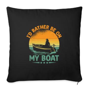 I'd Rather Be On My Boat Paddle Boat - Sofa pillowcase 17,3'' x 17,3'' (45 x 45 cm) - black - Front