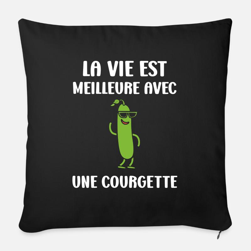 Zucchini-Humor - Sofakissenbezug 45 x 45 cm - Schwarz
