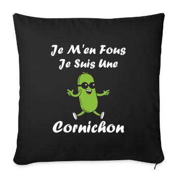 Humour Cornichon - Housse de coussin décorative 45 x 45 cm - noir - Devant