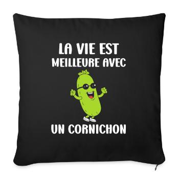Humour Cornichon - Housse de coussin décorative 45 x 45 cm - noir - Devant