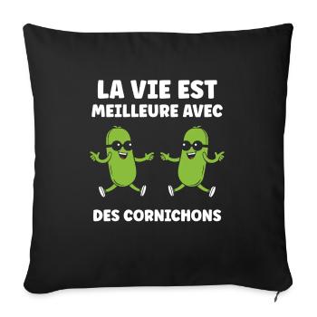 Humour Cornichon - Housse de coussin décorative 45 x 45 cm - noir - Devant