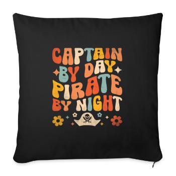 Kapitän bei Tag Pirat bei Nacht Piraten Jugend Design - Sofakissenbezug 45 x 45 cm - Schwarz - Vorne