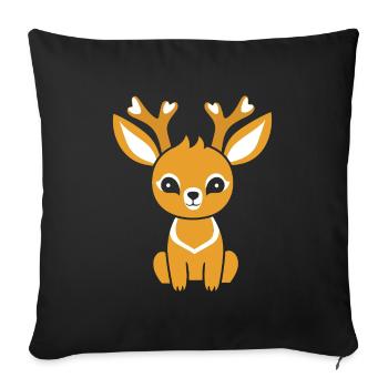 roe deer - Sofa pillowcase 17,3'' x 17,3'' (45 x 45 cm) - black - Front