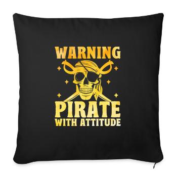 Warnung Pirat mit Haltung Piratenjugend Design - Sofakissenbezug 45 x 45 cm - Schwarz - Vorne