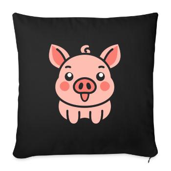 cochon - Housse de coussin décorative 45 x 45 cm - noir - Devant