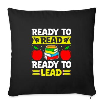 Prêt à lire Prêt à diriger Enseignant - Housse de coussin décorative 45 x 45 cm - noir - Devant