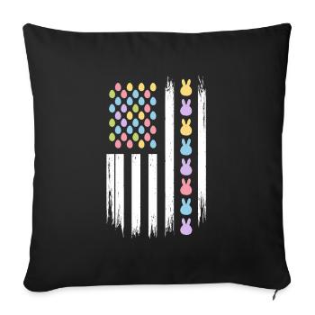 Easter Eggs Bunnies American Flag - Sofa pillowcase 17,3'' x 17,3'' (45 x 45 cm) - black - Front