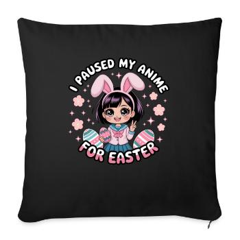 J’ai mis mon anime en pause pour Pâques - Housse de coussin décorative 45 x 45 cm - noir - Devant