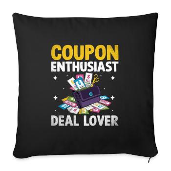coupon enthousiaste offre amant couponer shopper économiser - Housse de coussin décorative 45 x 45 cm - noir - Devant
