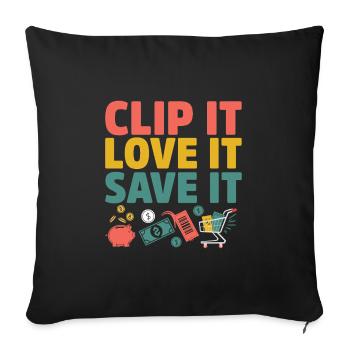 Clip It Love It Save It Couponer Shop Économisez de l’argent - Housse de coussin décorative 45 x 45 cm - noir - Devant