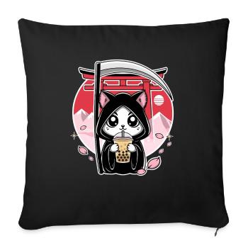 Grim Reaper Anime Cat Cherry Blossom - Sofa pillowcase 17,3'' x 17,3'' (45 x 45 cm) - black - Front