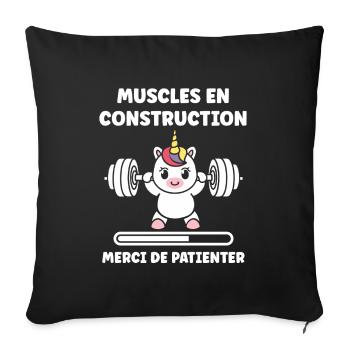 Humour musculation - Housse de coussin décorative 45 x 45 cm - noir - Devant