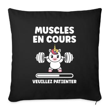 Humour musculation - Housse de coussin décorative 45 x 45 cm - noir - Devant