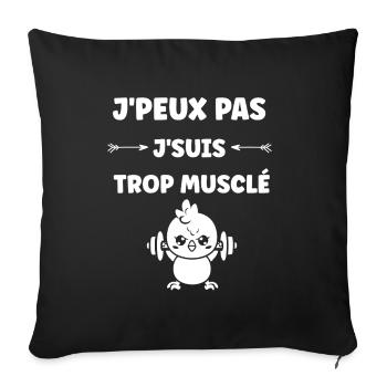 Humour musculation - Housse de coussin décorative 45 x 45 cm - noir - Devant