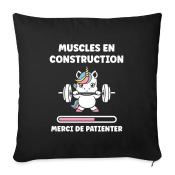 Humour musculation - Housse de coussin décorative 45 x 45 cm - noir - Devant