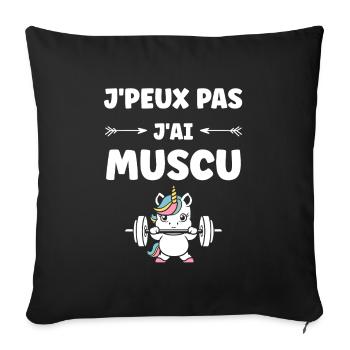 Humour musculation - Housse de coussin décorative 45 x 45 cm - noir - Devant