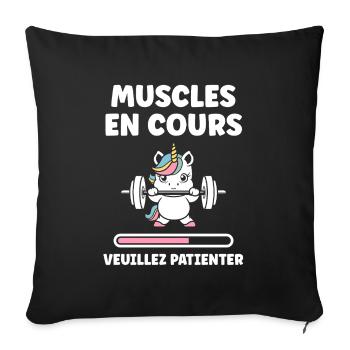 Humour musculation - Housse de coussin décorative 45 x 45 cm - noir - Devant