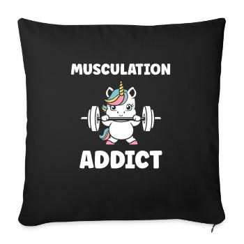 Humour musculation - Housse de coussin décorative 45 x 45 cm - noir - Devant