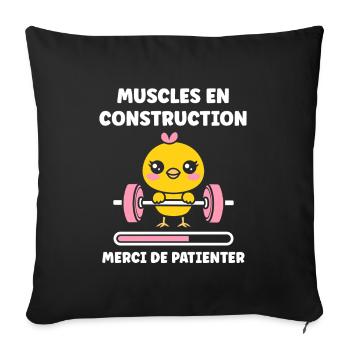 Animaux Humour musculation - Housse de coussin décorative 45 x 45 cm - noir - Devant