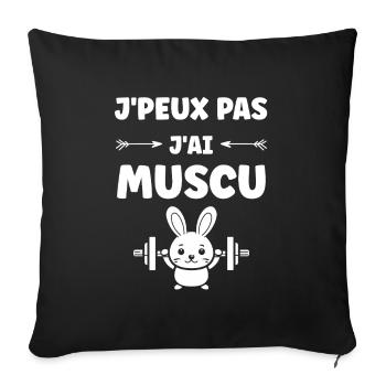 Animaux Humour musculation - Housse de coussin décorative 45 x 45 cm - noir - Devant
