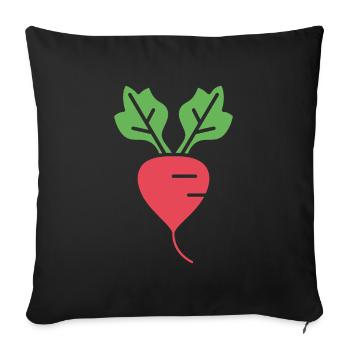 Radieschen - Sofakissenbezug 45 x 45 cm - Schwarz - Vorne
