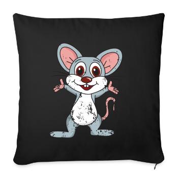 Retro Vintage Grunge Style Maus - Sofakissenbezug 45 x 45 cm - Schwarz - Vorne