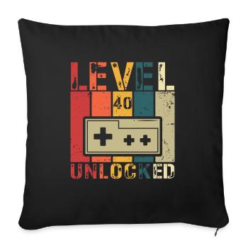 Level 40 Unlocked - Sofa pillowcase 17,3'' x 17,3'' (45 x 45 cm) - black - Front