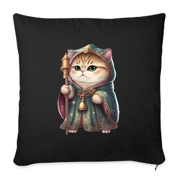 Katzen Mutter Miau König Lustig Katzendame T-Shirt - Sofakissenbezug 45 x 45 cm - Schwarz - Vorne
