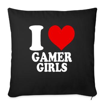 I Love Gamer Girls Nerd Funny Heart - Sofa pillowcase 17,3'' x 17,3'' (45 x 45 cm) - black - Front