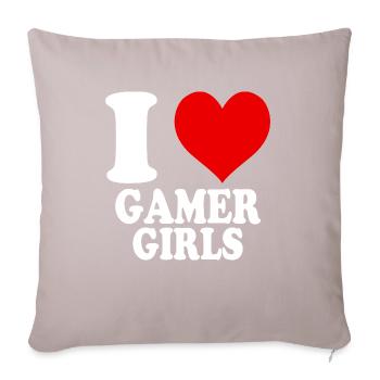I Love Gamer Girls Nerd Funny Heart - Sofa pillowcase 17,3'' x 17,3'' (45 x 45 cm) - light taupe - Front