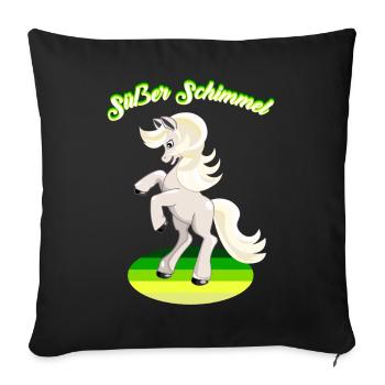 Schimmel süßes Pferd weißes Pferdchen Reiterhof - Sofakissenbezug 45 x 45 cm - Schwarz - Vorne