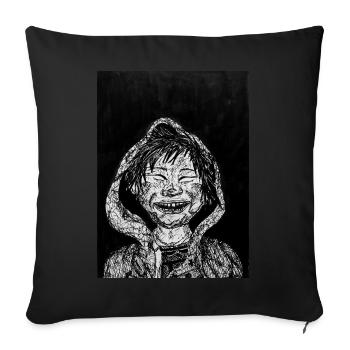 "Smile" - Drawing (Black and White) - Sofa pillowcase 17,3'' x 17,3'' (45 x 45 cm) - black - Front