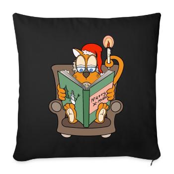 Confort de Noël avec chat et livre - Housse de coussin décorative 45 x 45 cm - noir - Devant