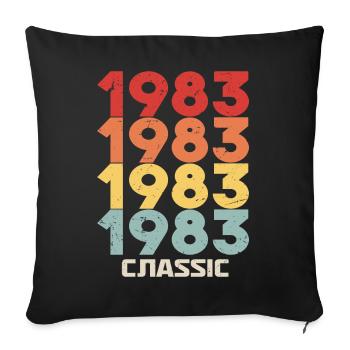 1983 Jubilé en style vintage classique 1983 - Housse de coussin décorative 45 x 45 cm - noir - Devant
